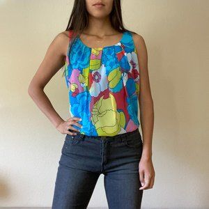 Fun, patterned sleeveless blouse